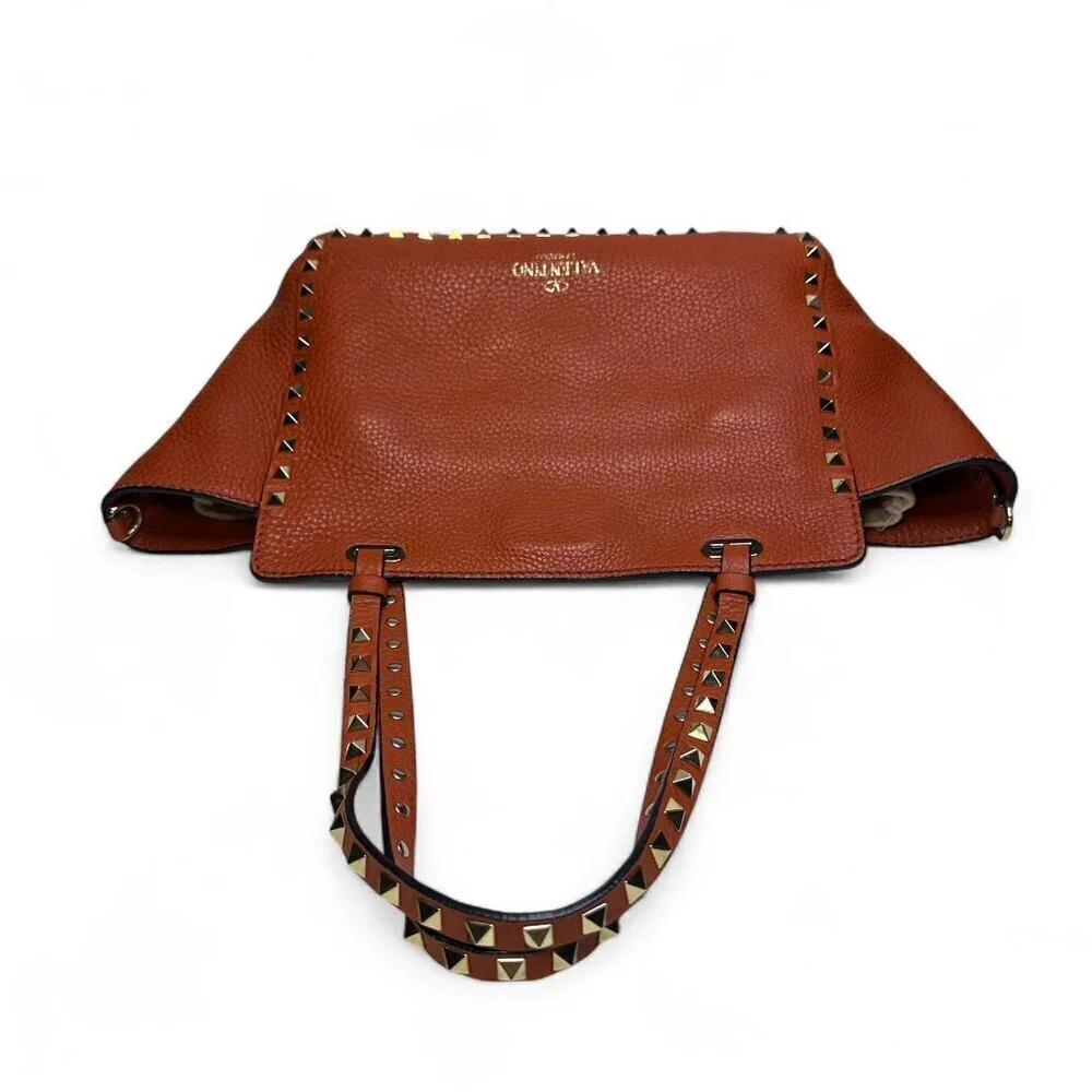 VALENTINO GARAVANI Soft Orange Leather Rockstud Tote Small, Great Condition
